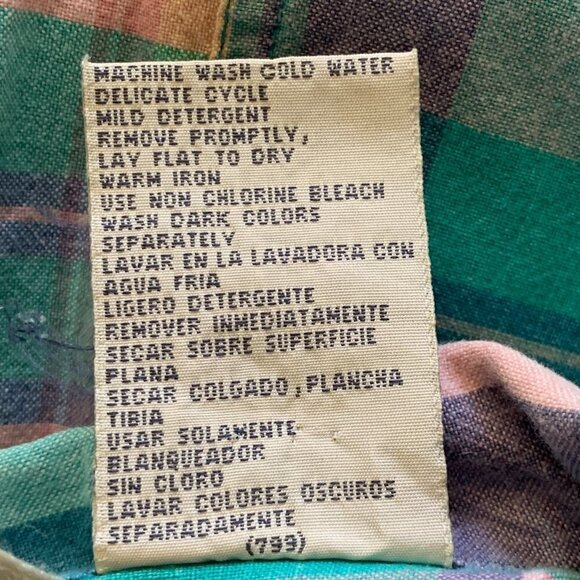 Erika Classics Button Up Collared Vest Top Sz M 100% Cotton Pastel Plaid 15P - Picture 6 of 6